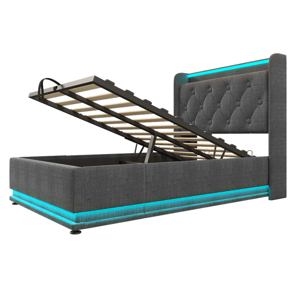 Lit enfant led avec sommier - lin