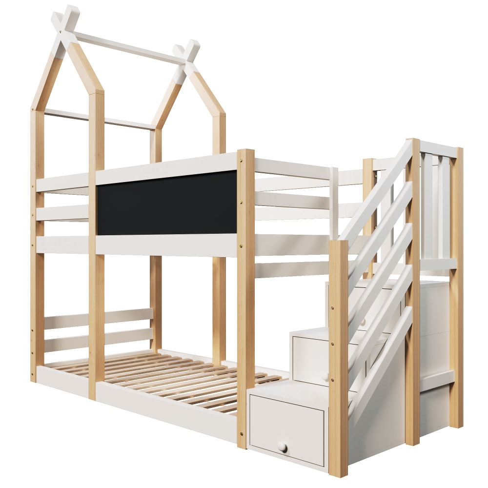 Lit mezzanine en bois - rangement