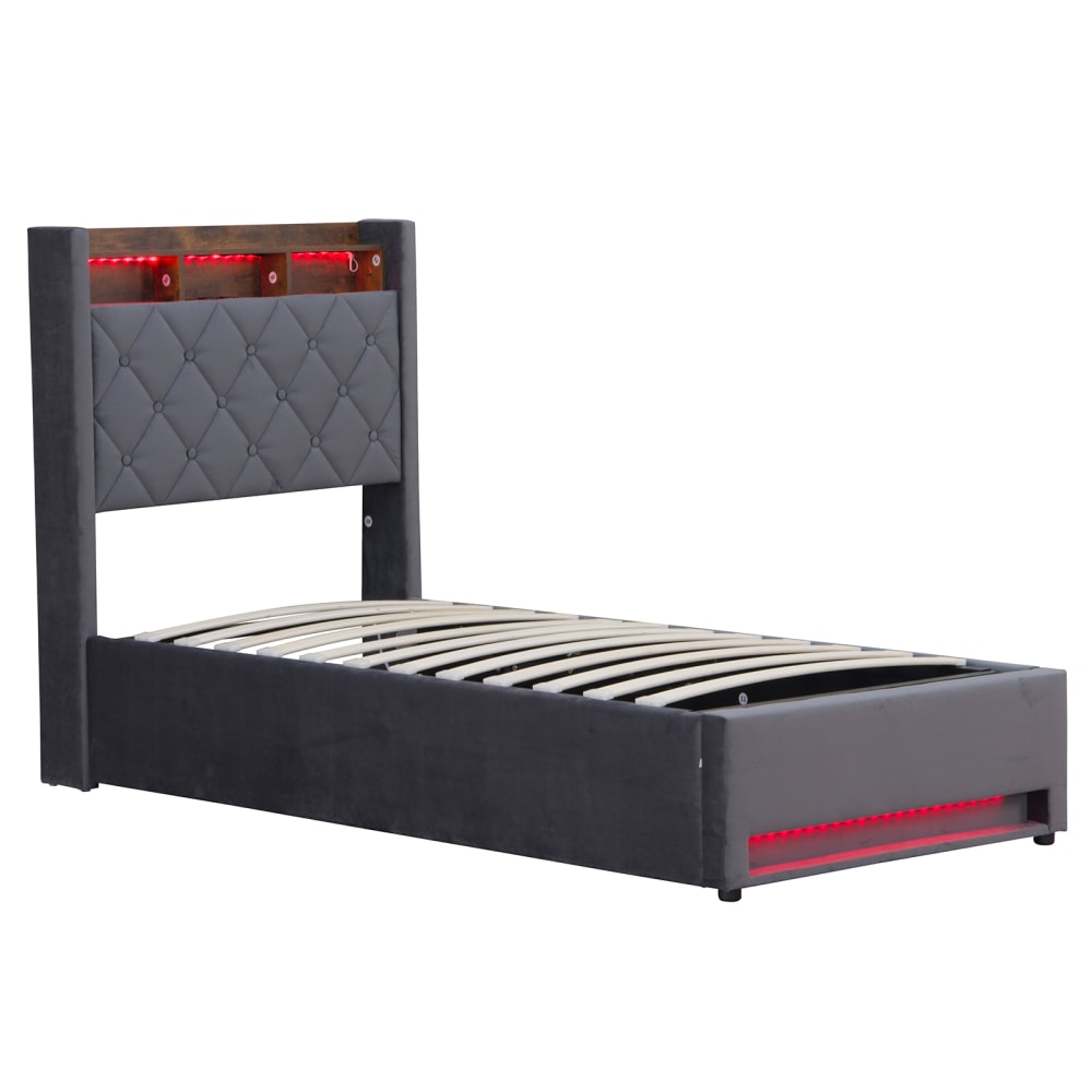 Lit coffre avec led,