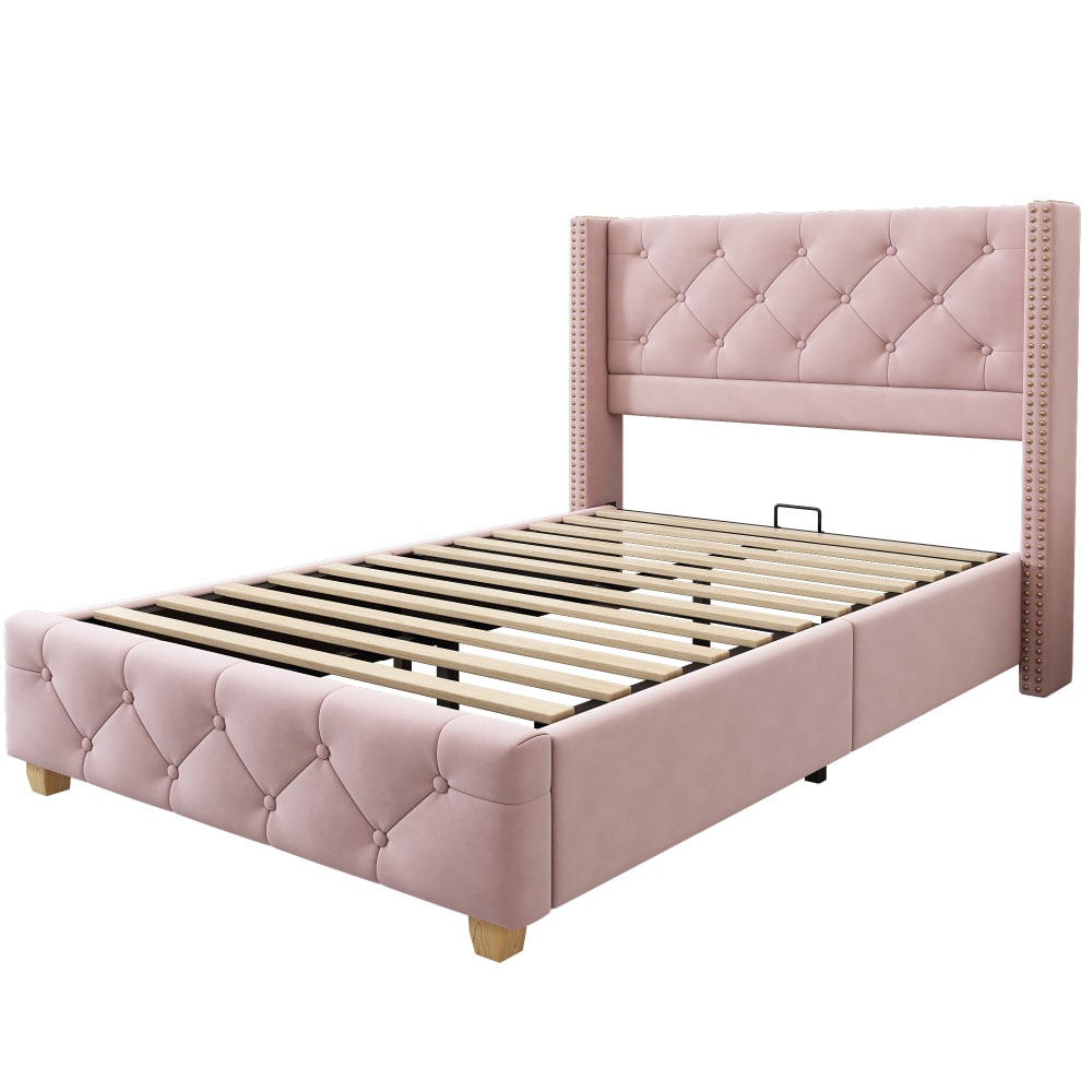 Lit enfant velours rose