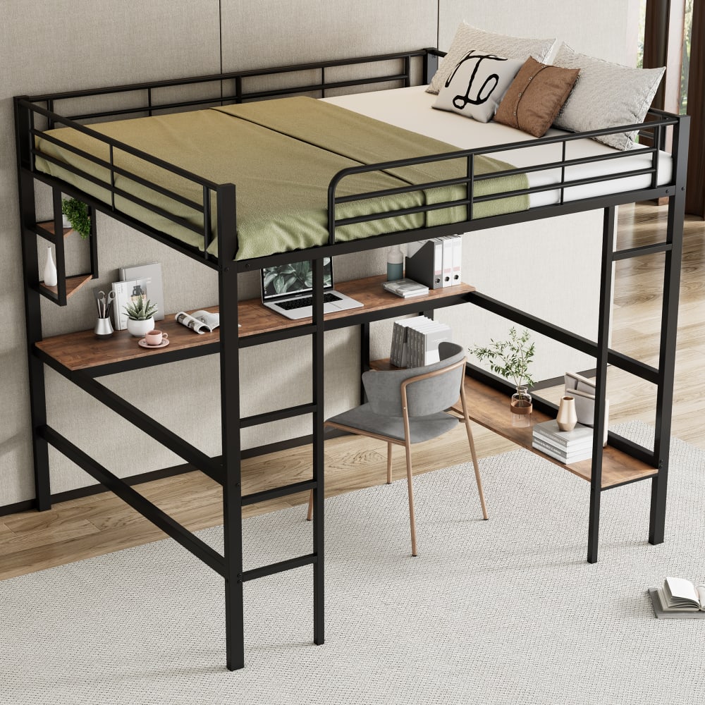 MODFU Etagenbett 140×200 cm Metal, Schwarzes mit Stauraum style modern SCHWARZ METALL Baby