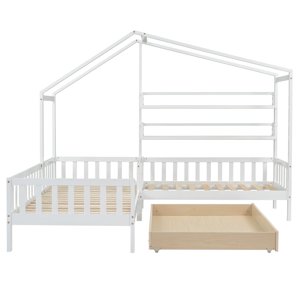 Lit enfant en bois blanc - tiroirs