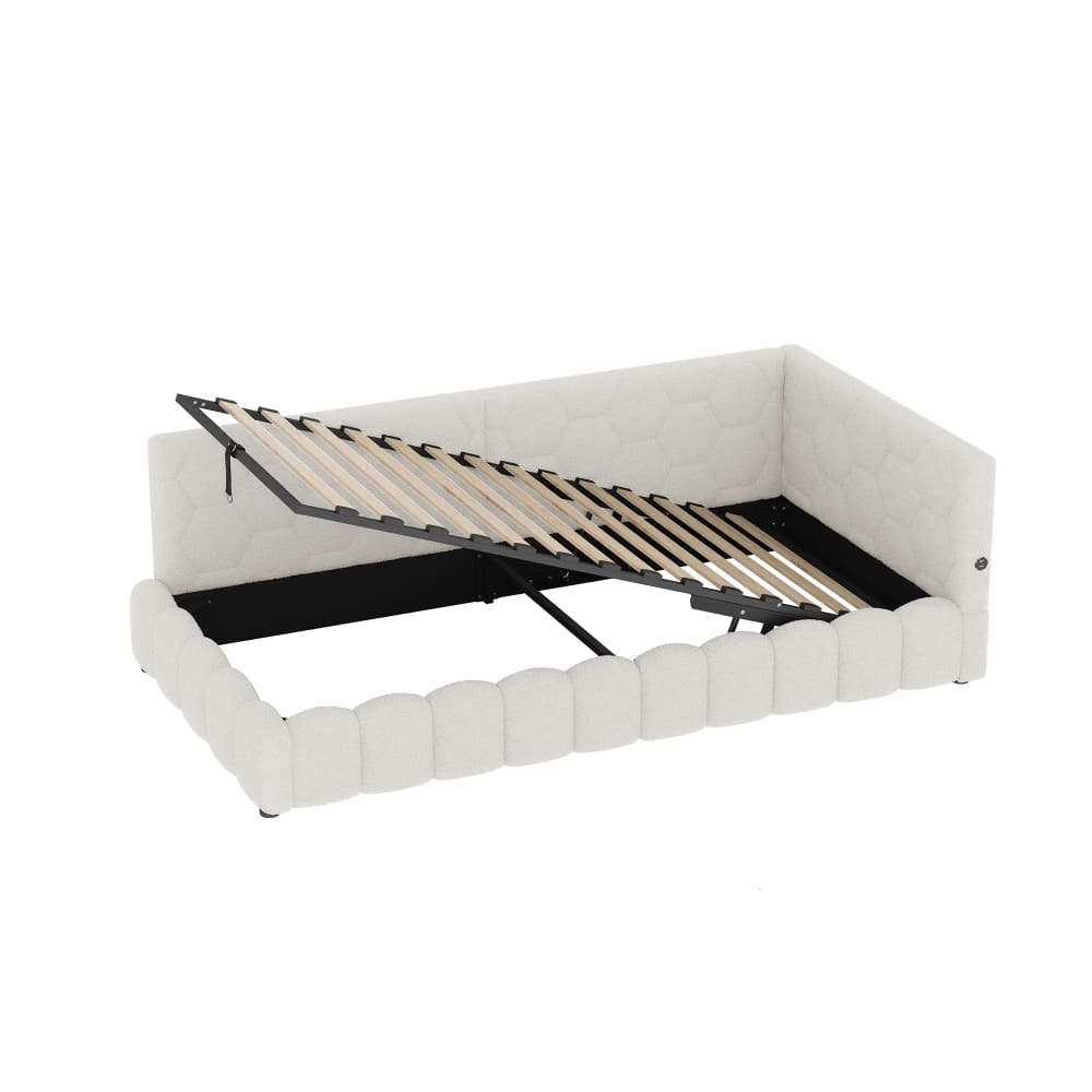 Lit enfant en velours blanc 90x200