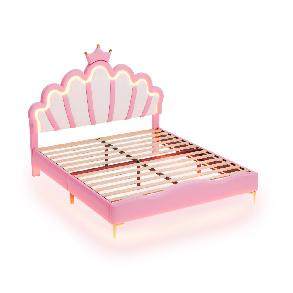Lit enfant en cuir rose