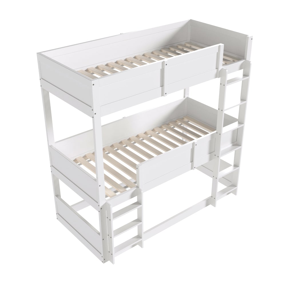 Lit mezzanine en bois blanc de 90x200 cm avec sommier à lattes