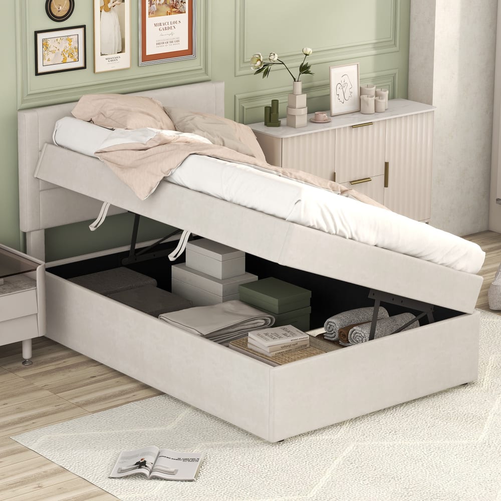 Kinderbett Holz 90x200 cm, beige mit Stauraum - Maisons Du Monde