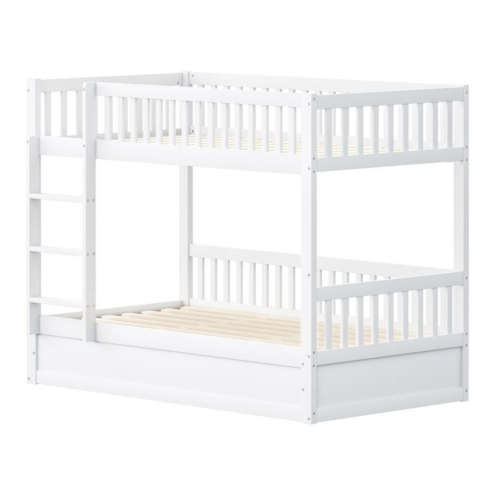 Lit mezzanine en bois blanc 90x200 cm avec espace de rangement