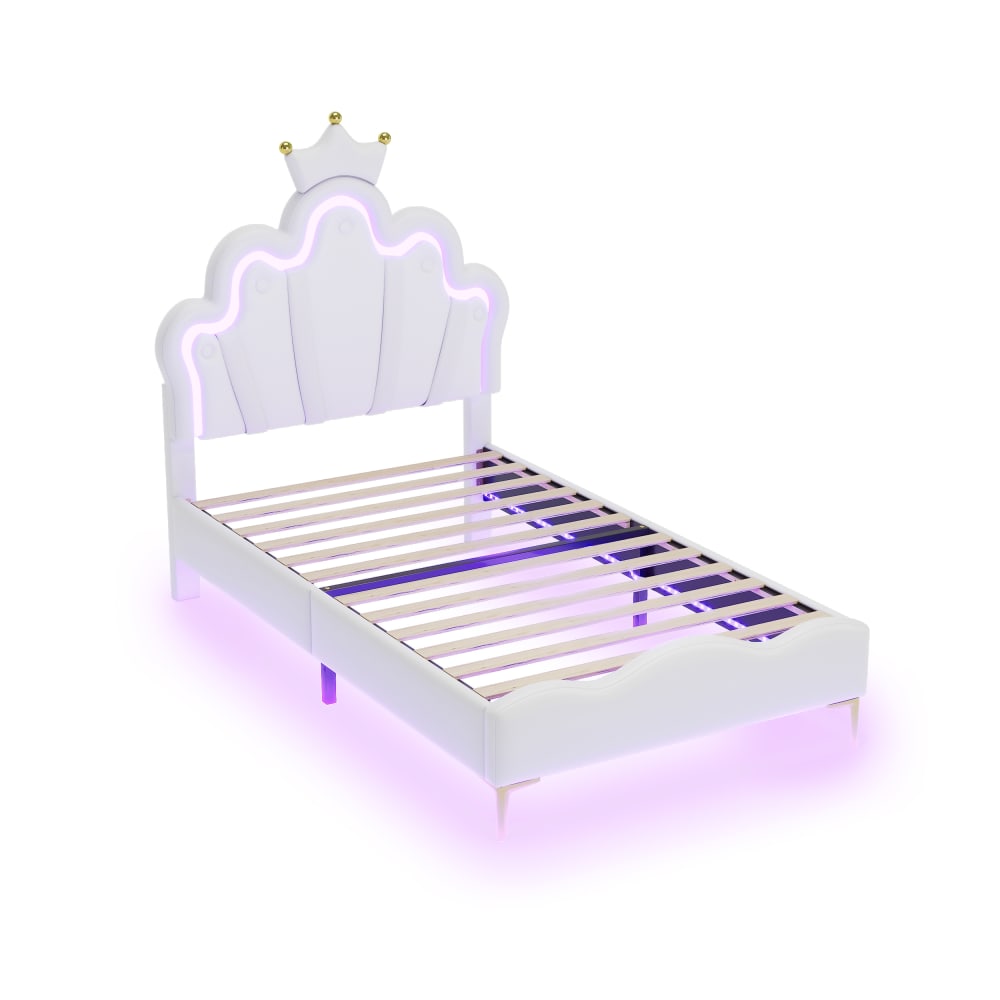 Lit enfant en cuir blanc