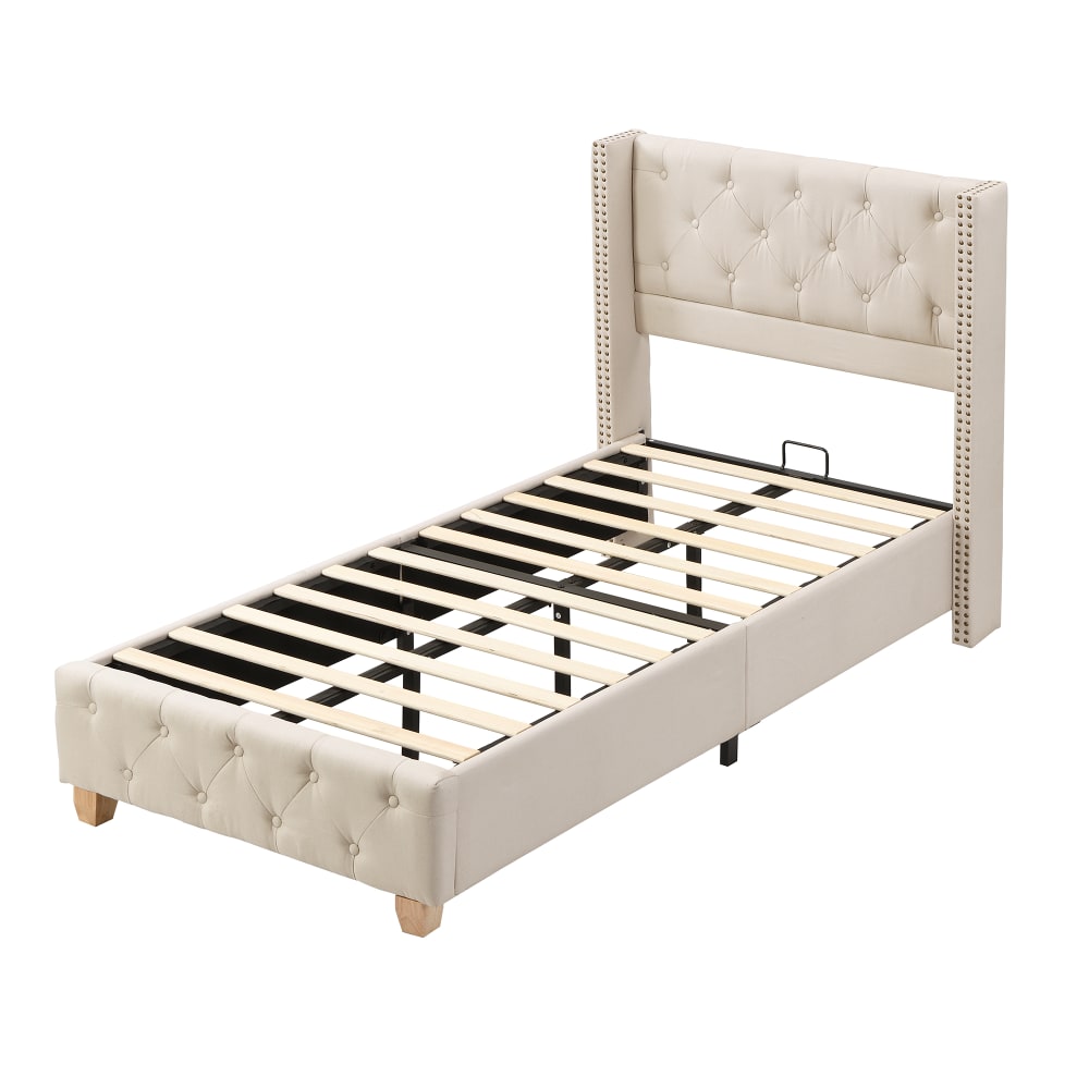 Lit enfant en lin beige - lattes