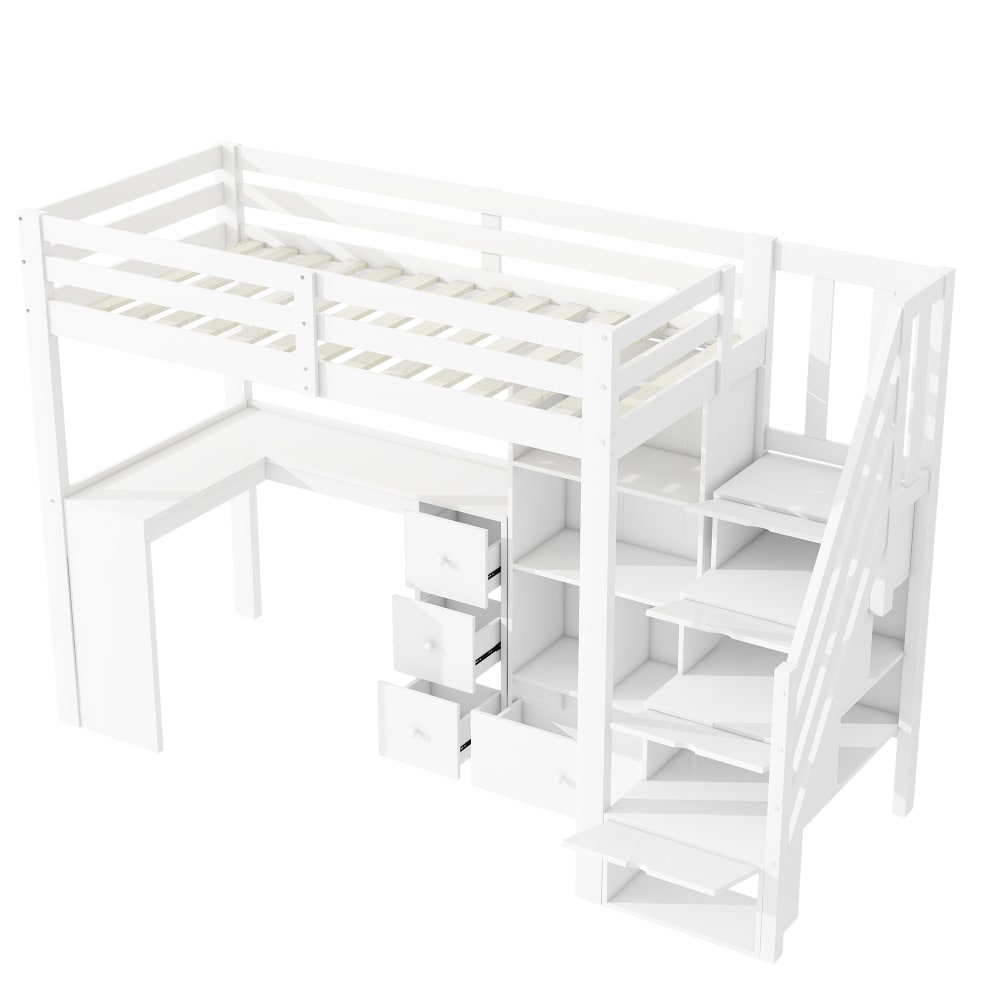 Lit mezzanine en bois - bureau