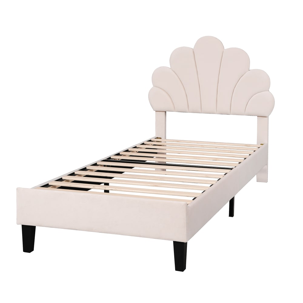 Lit enfant velours beige