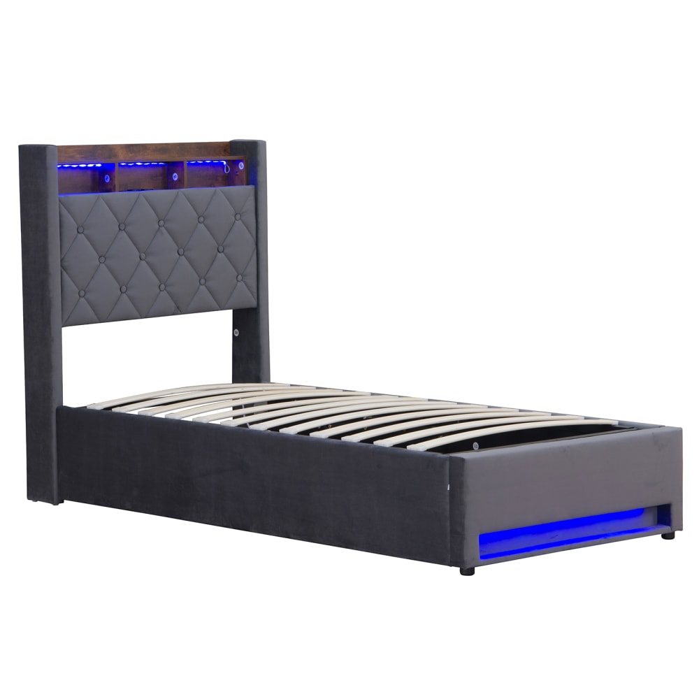 Lit divan gris 90x190