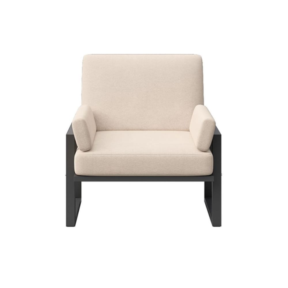 Fauteuil beige clair - cadre anthracite