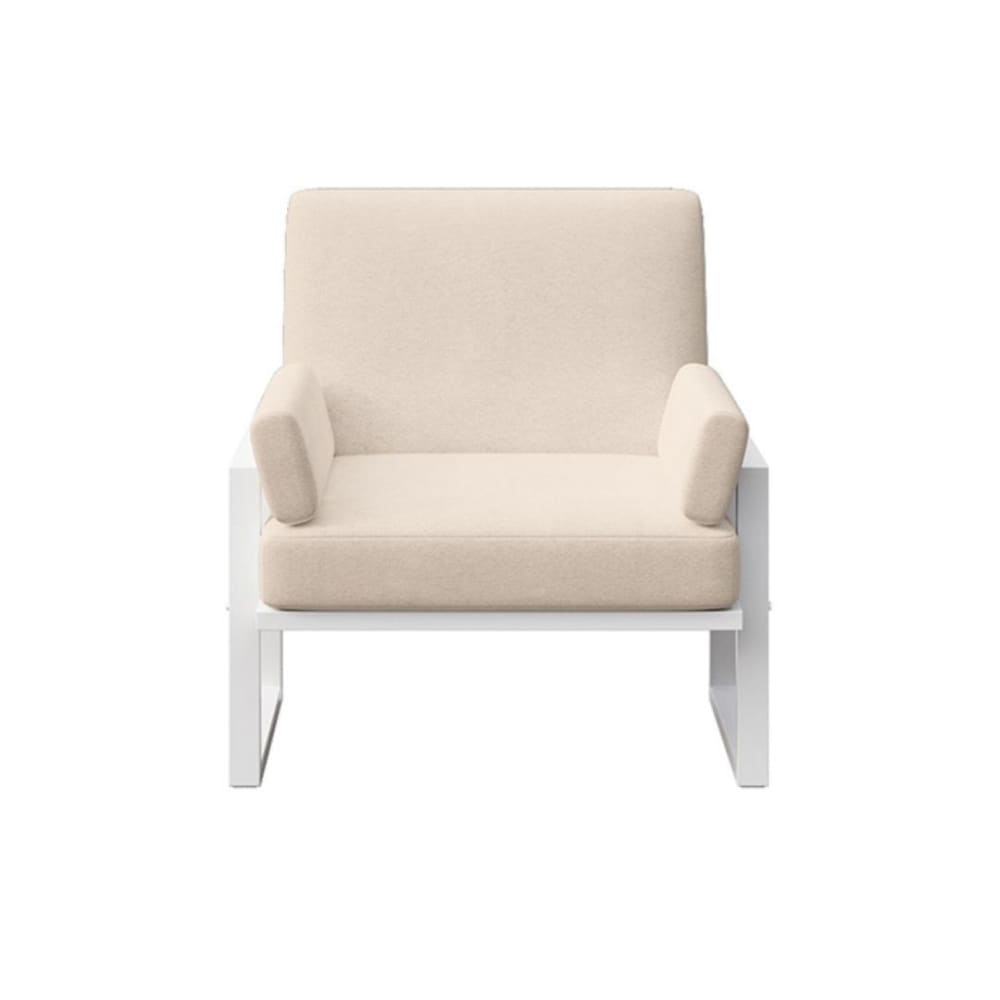 Fauteuil beige clair - cadre blanc