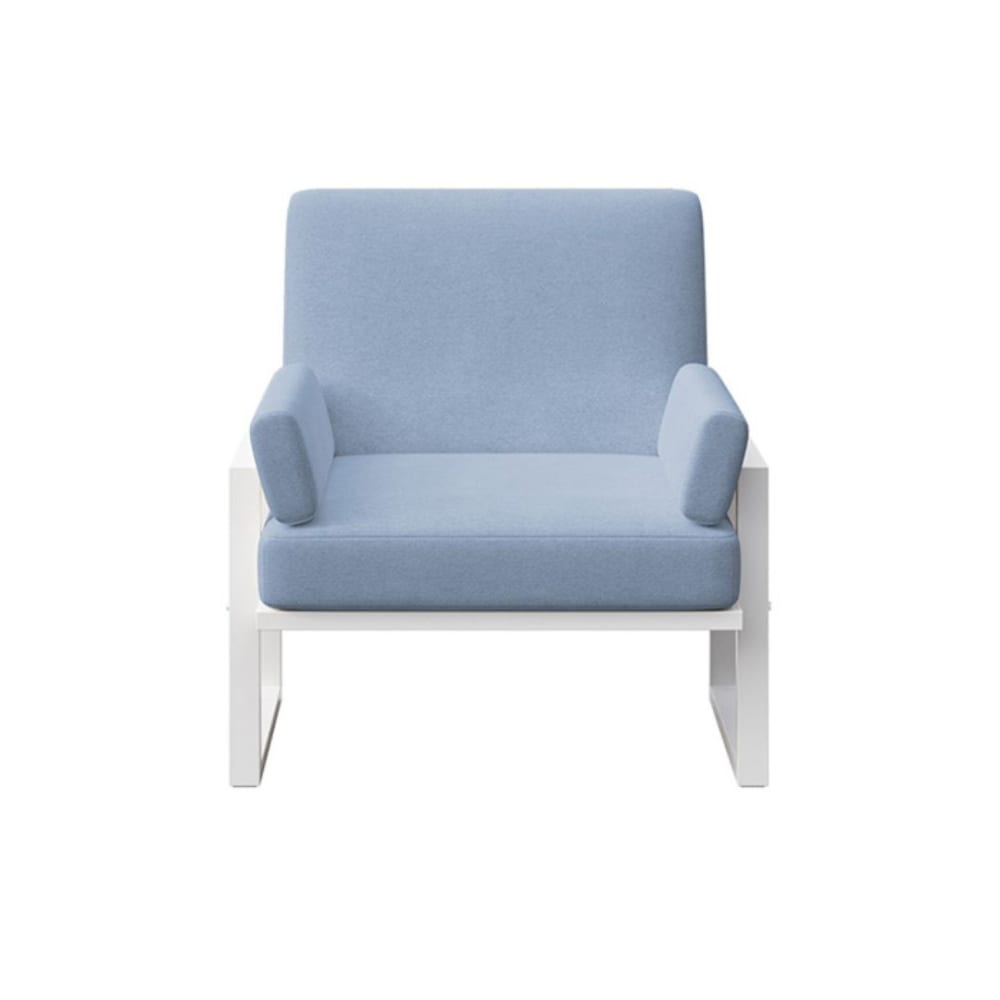 Fauteuil bleu clair - cadre blanc
