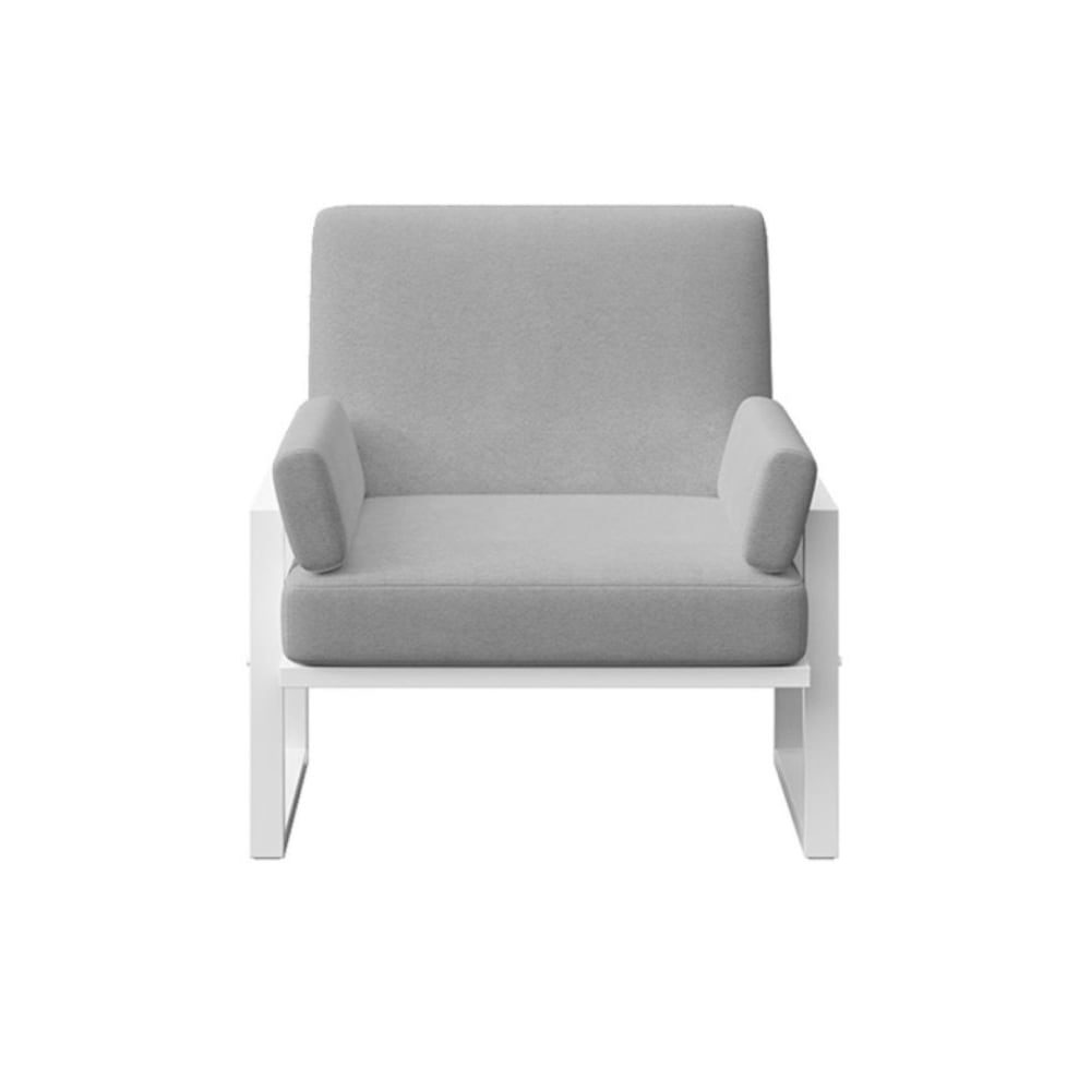 Fauteuil gris clair - cadre blanc
