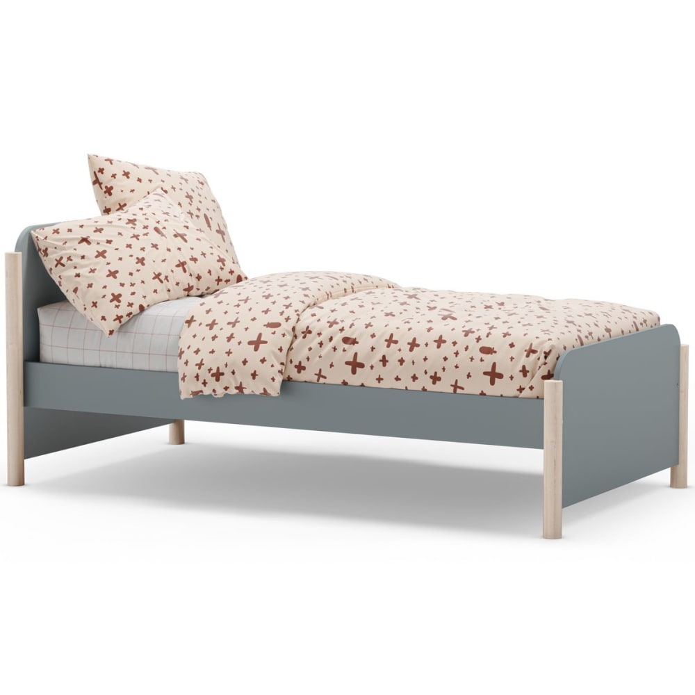 Lit enfant 90x190 cm avec tête de lit en bois vert kaki