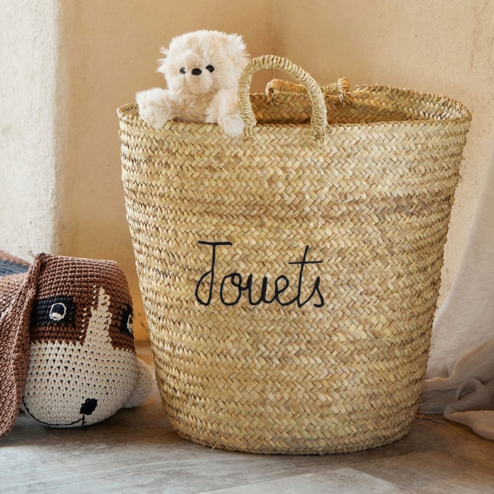 Grand panier jouets xl osier noir 50 x 50