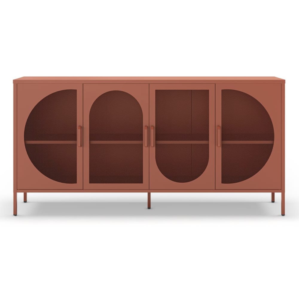Buffet 4 portes en métal terracotta 160 cm