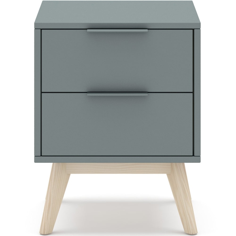 Table de chevet 2 tiroirs en bois vert kaki