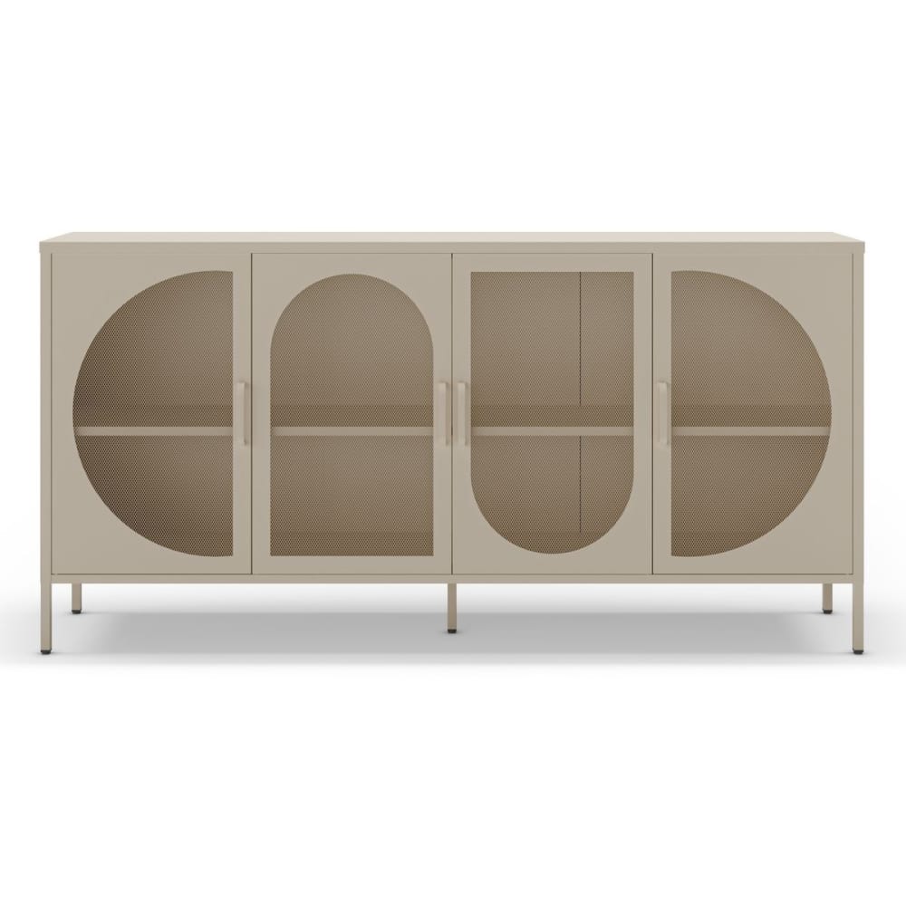 Buffet 4 portes en métal beige 160 cm