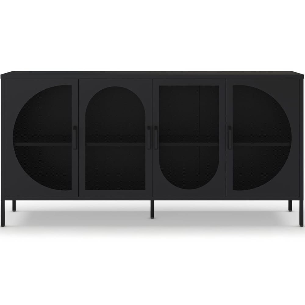 Buffet 4 portes en métal noir 160 cm