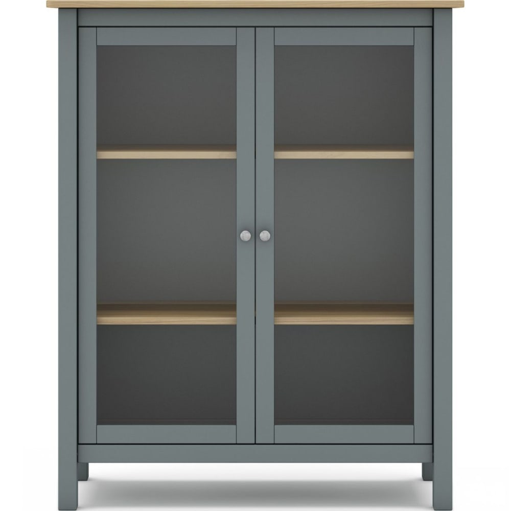 Vaisselier 2 portes en bois massif vert kaki 110 cm