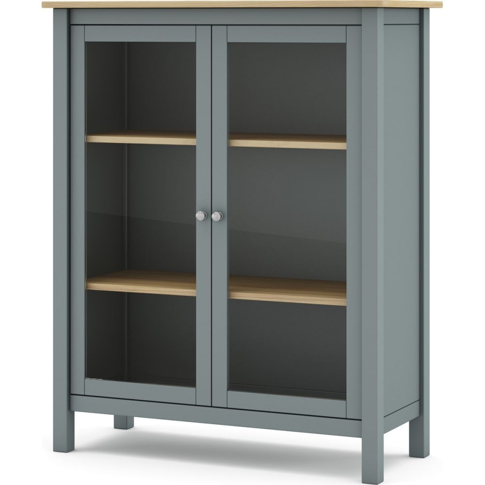 Vaisselier 2 portes en bois massif vert kaki 110 cm