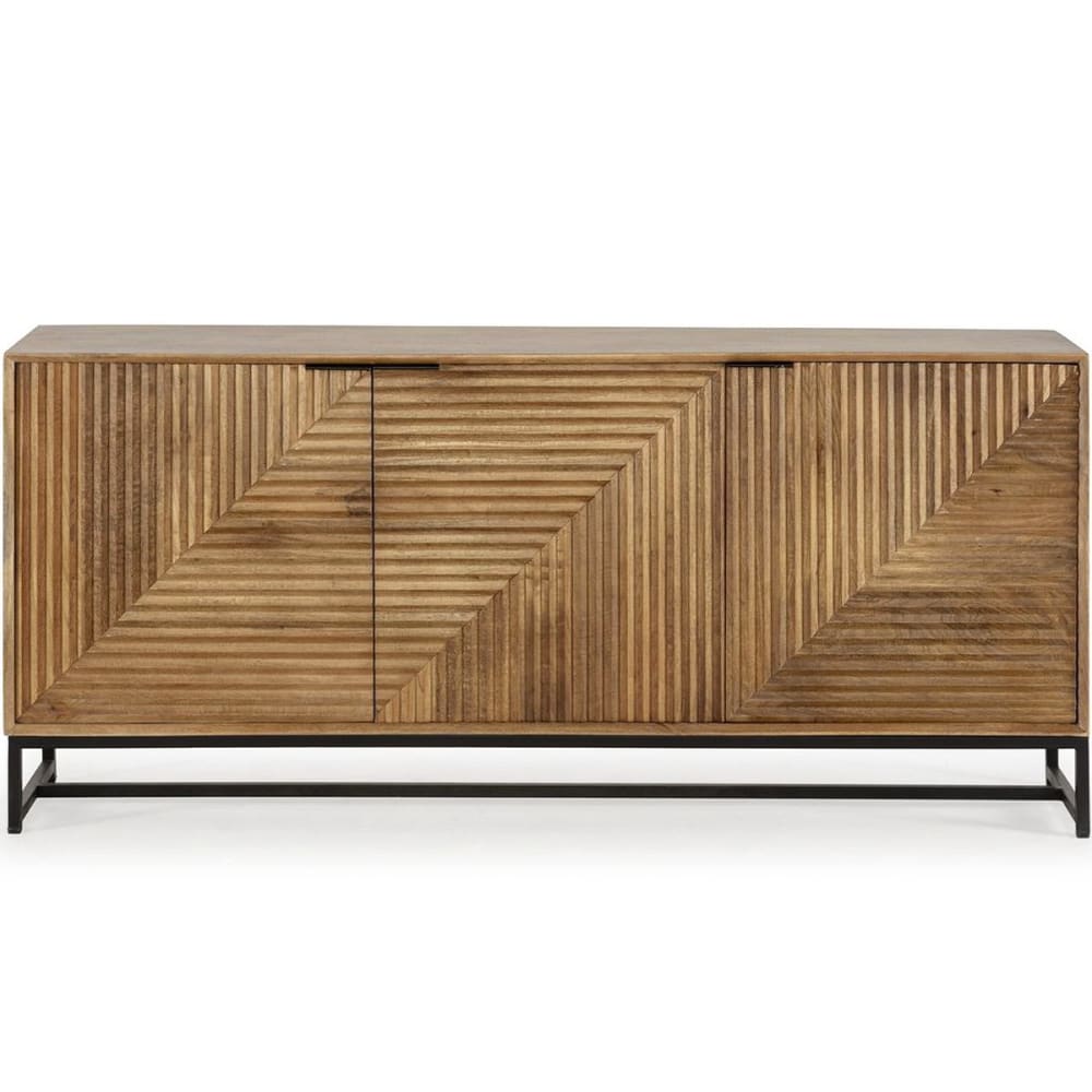 Buffet 3 portes en bois de manguier sculpté 170 cm