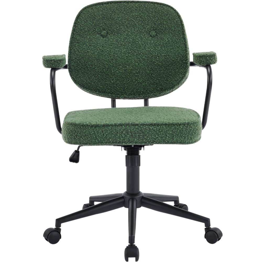 Fauteuil de bureau pivotant et réglable en tissu bouclé vert
