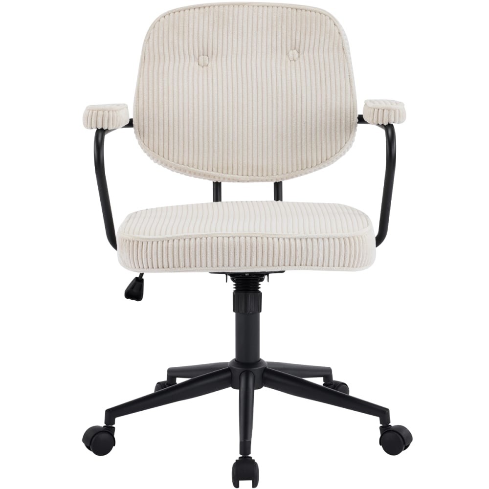 Fauteuil de bureau pivotant et réglable en velours côtelé beige