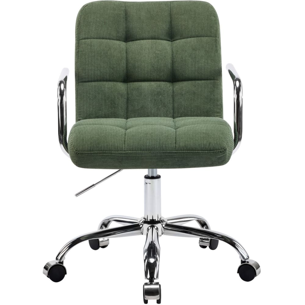 Fauteuil de bureau pivotant et réglable en velours côtelé vert kaki