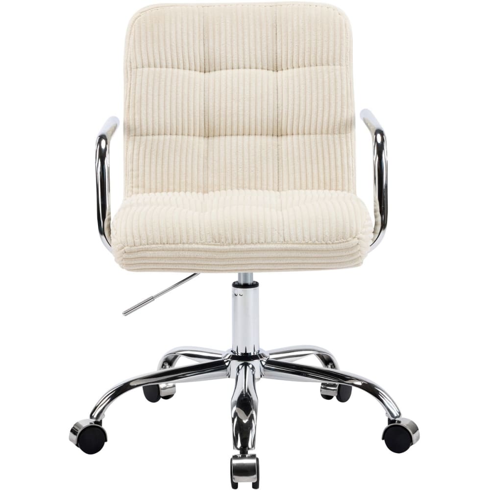 Fauteuil de bureau pivotant et réglable en velours côtelé beige