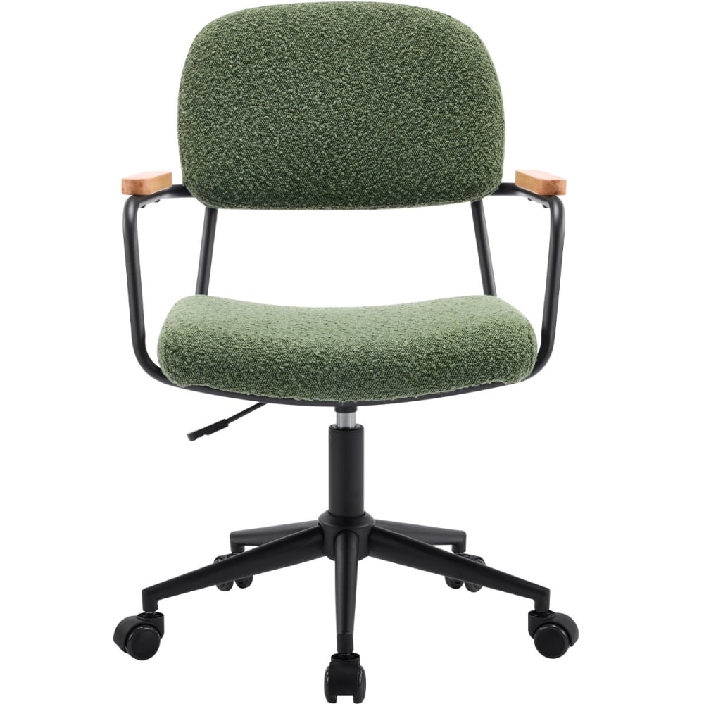 Fauteuil de bureau pivotant et réglable en tissu bouclé vert