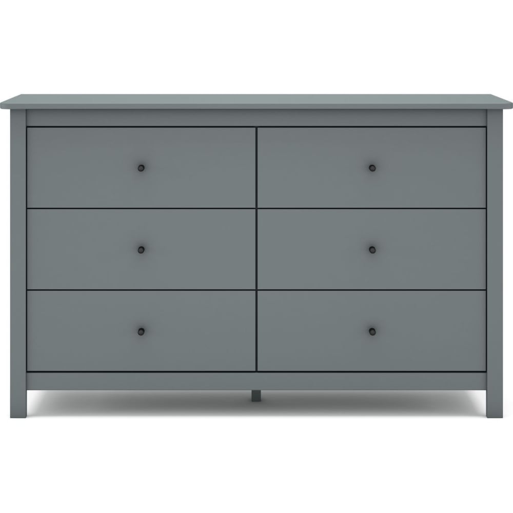 Commode 6 tiroirs en bois massif vert kaki 130 cm