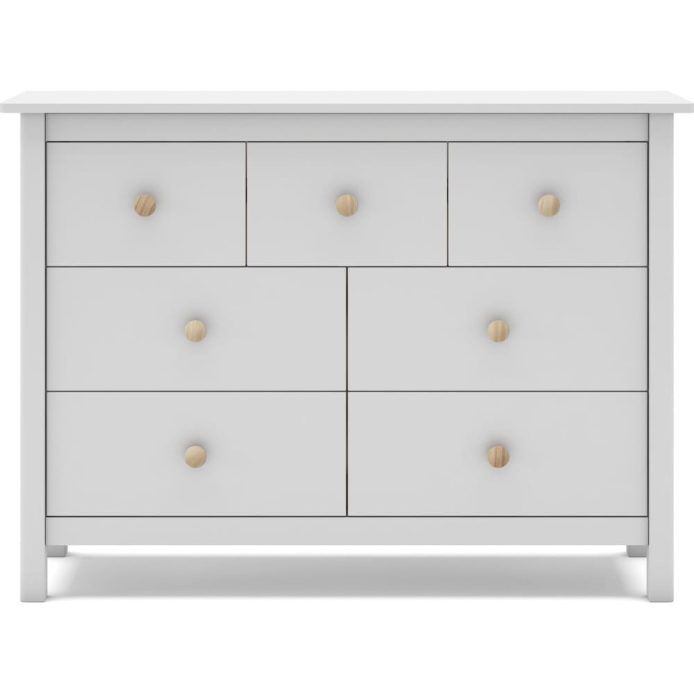 Commode enfant 7 tiroirs en bois massif blanc 110 cm
