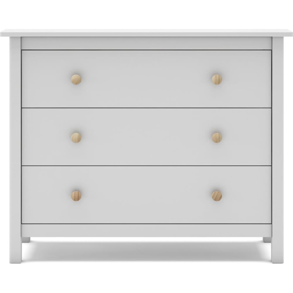 Commode enfant 3 tiroirs en bois massif blanc 100 cm