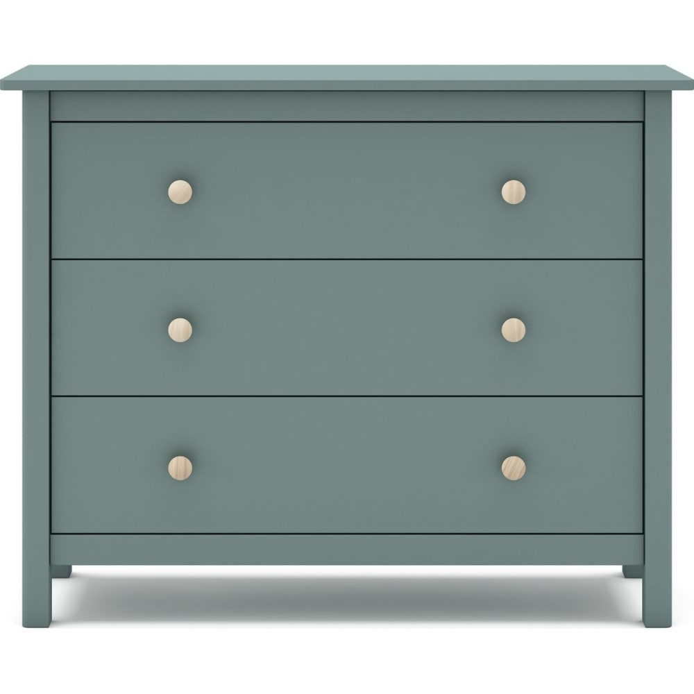 Commode enfant 3 tiroirs en bois massif vert pétrole 100 cm