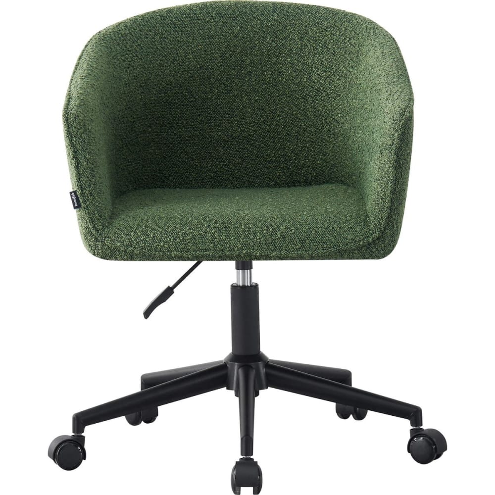 Fauteuil de bureau pivotant et réglable en tissu bouclé vert