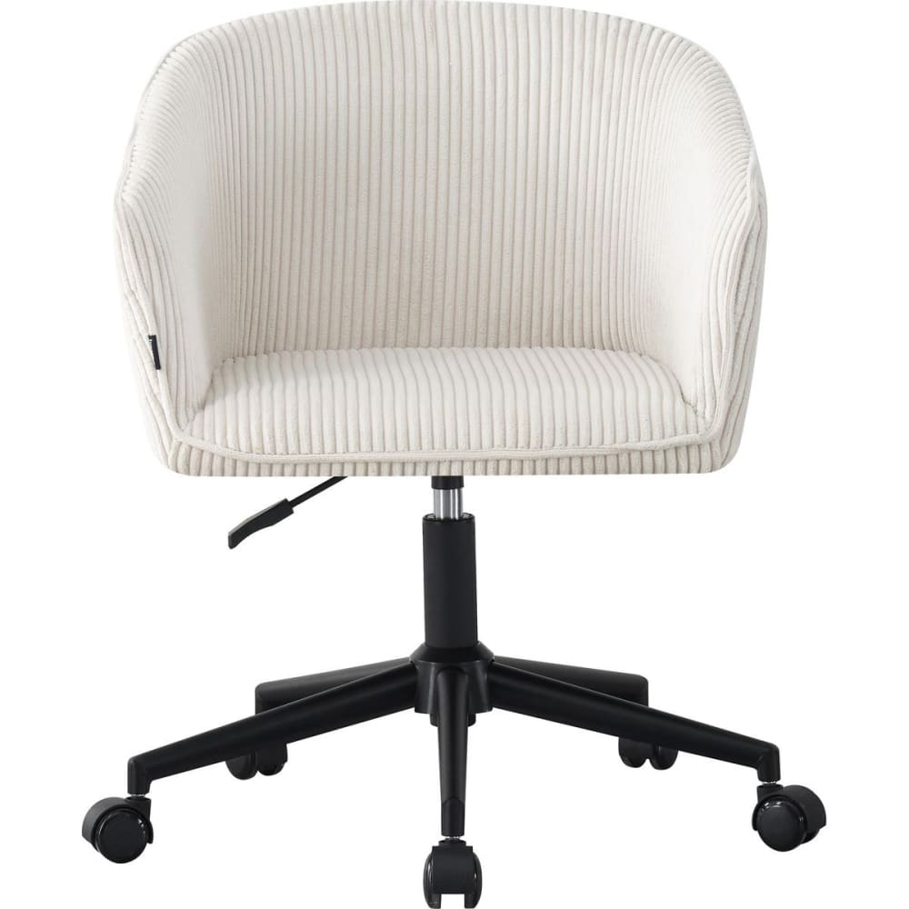 Fauteuil de bureau pivotant et réglable en velours côtelé beige