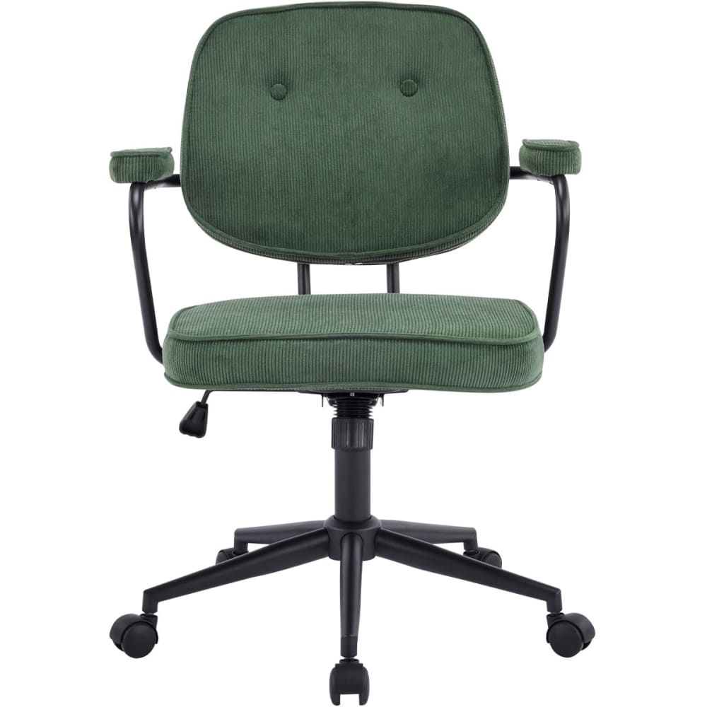 Fauteuil de bureau pivotant et réglable en velours côtelé vert kaki