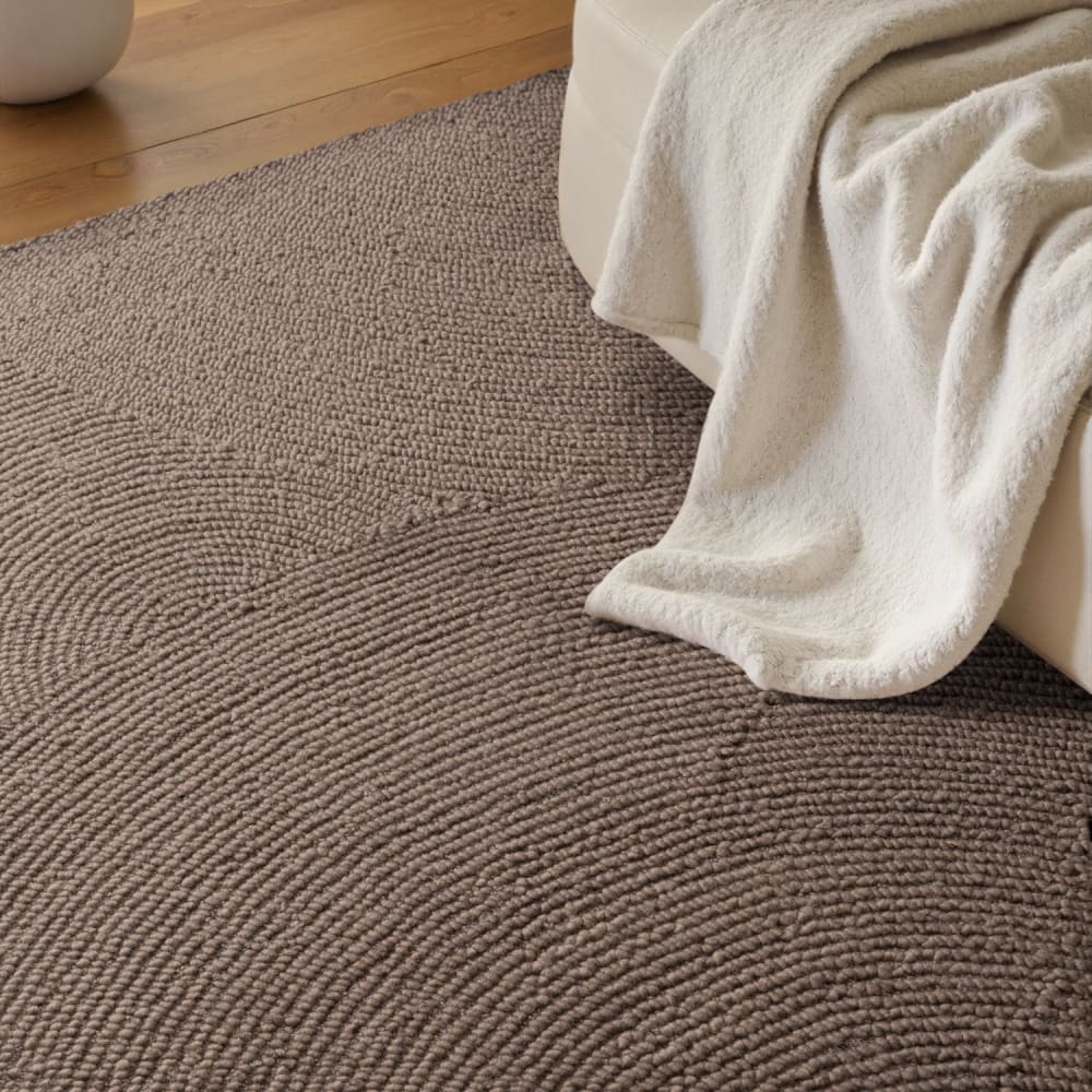 Tapis laine elena motifs arcs taupe 80x200cm — vue 4