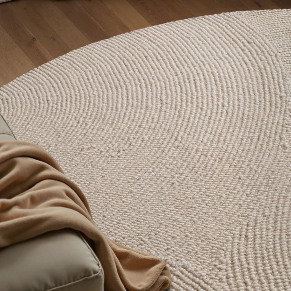 Tapis rond laine elena motifs arcs crème 200x200cm — vue 4