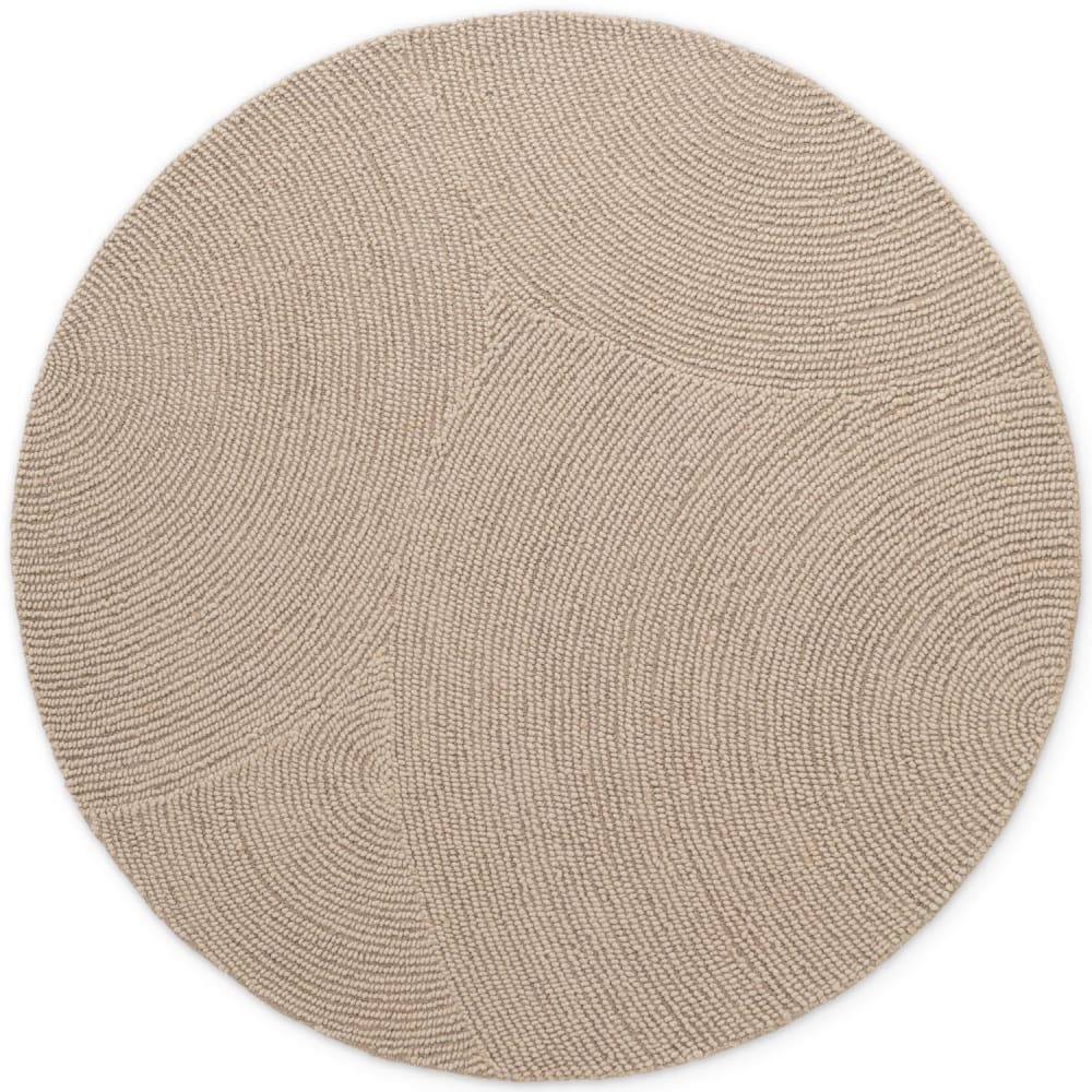 Tapis Rond Laine ELENA motifs arcs Beige 120x120cm