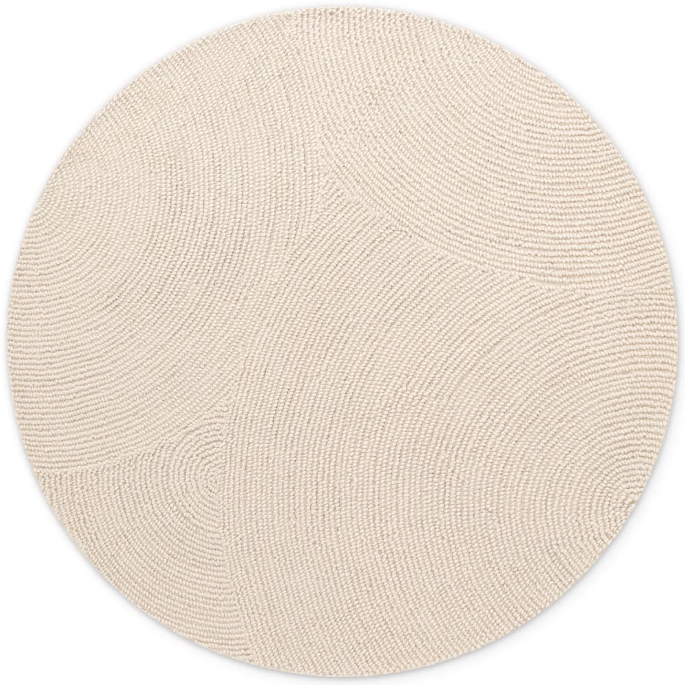 Tapis Rond Laine ELENA motifs arcs Crème 120x120cm