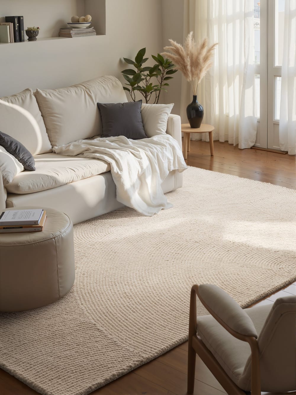 Tapis laine elena motifs arcs crème 80x200cm — vue 3