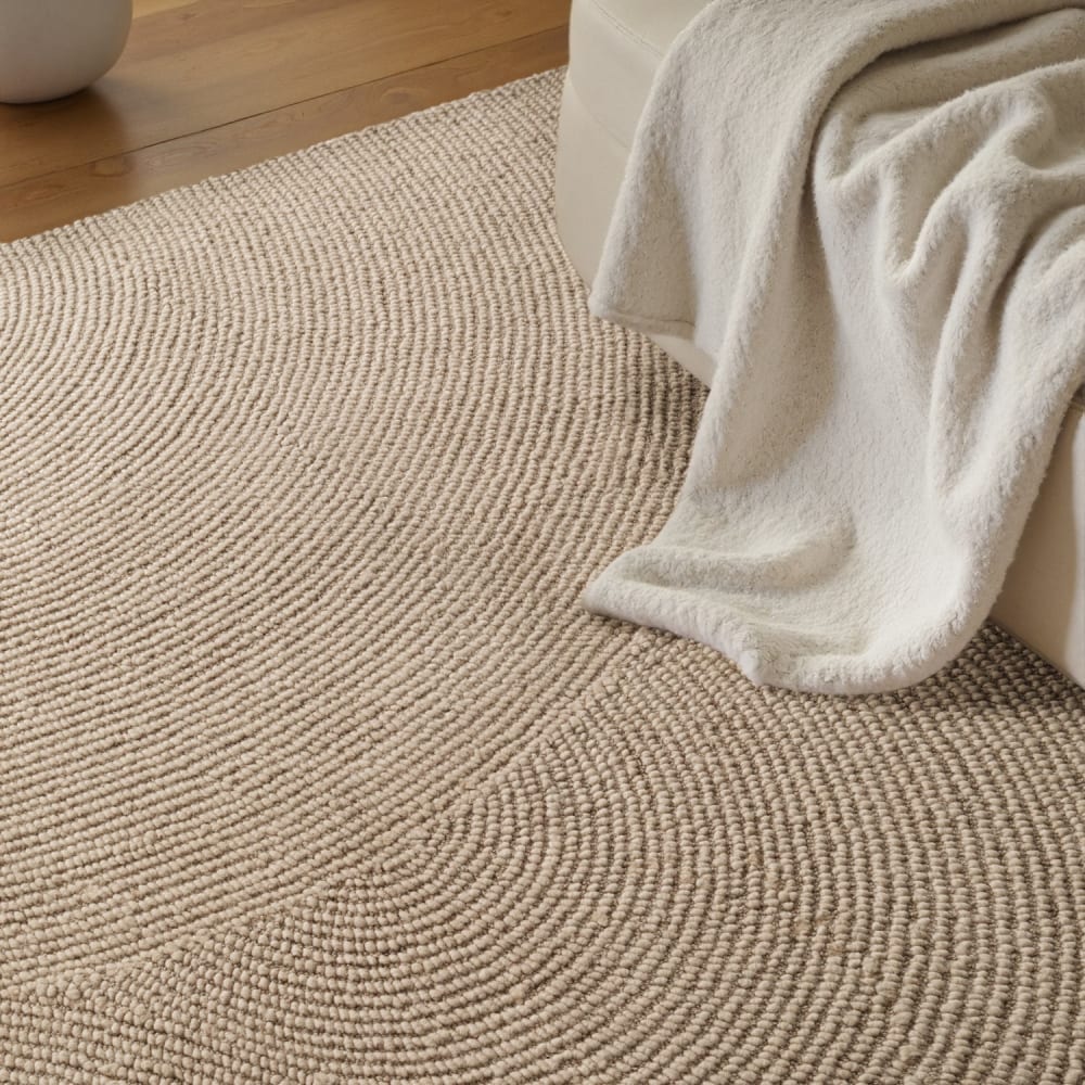 Tapis laine elena motifs arcs beige 80x200cm — vue 4