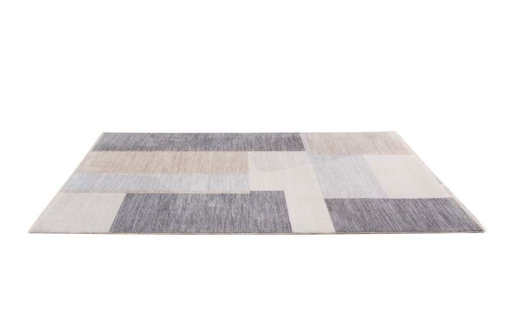 moderner teppich geometrisch stoff beige grau 160x120 cm -