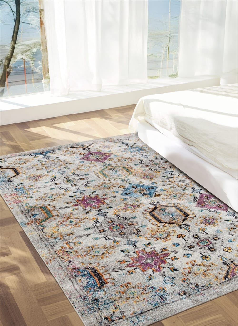 Teppichläufer im orientalischen Stil aus mehrfarbigem Stoff