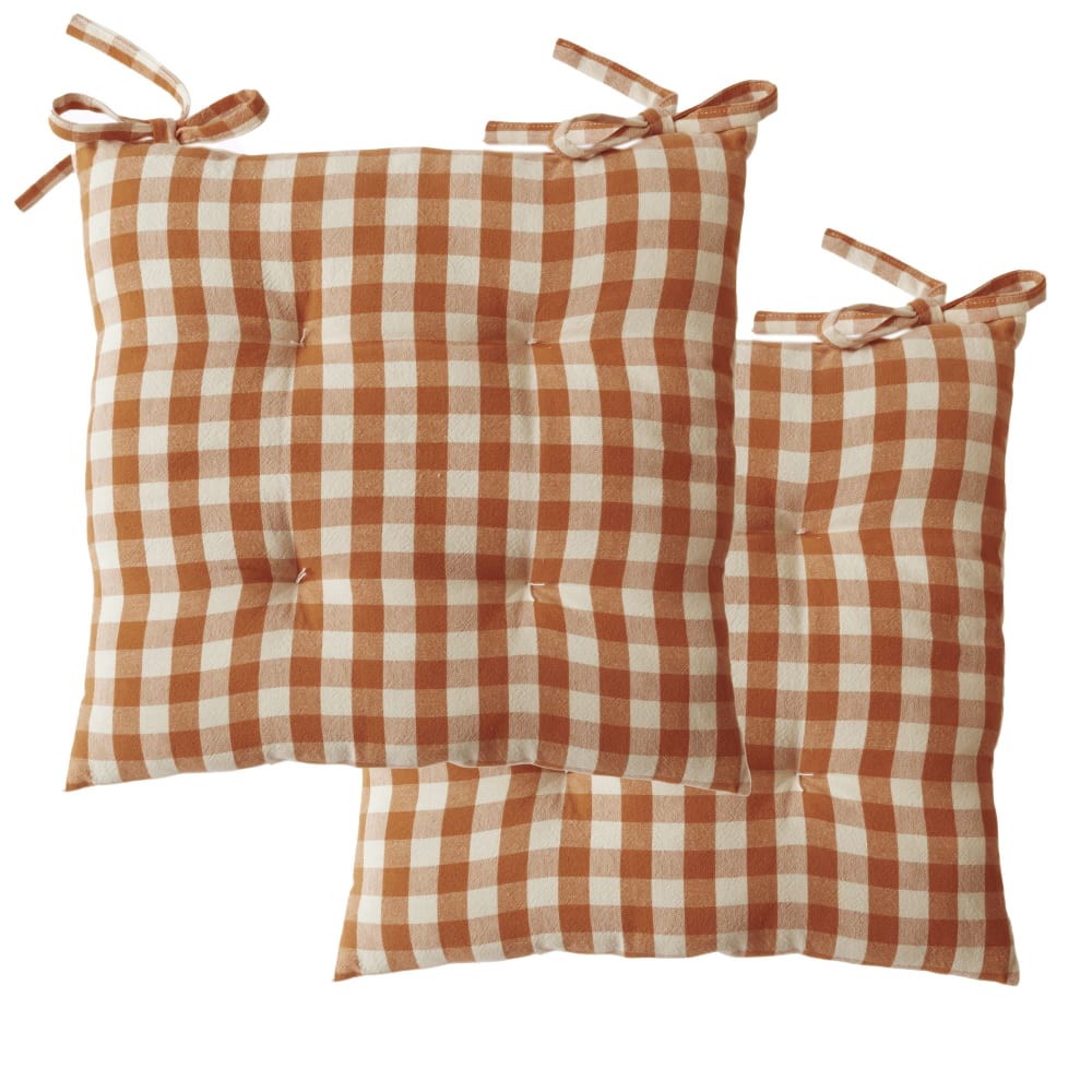 Lot de 2 galettes en coton marron caramel 40x40